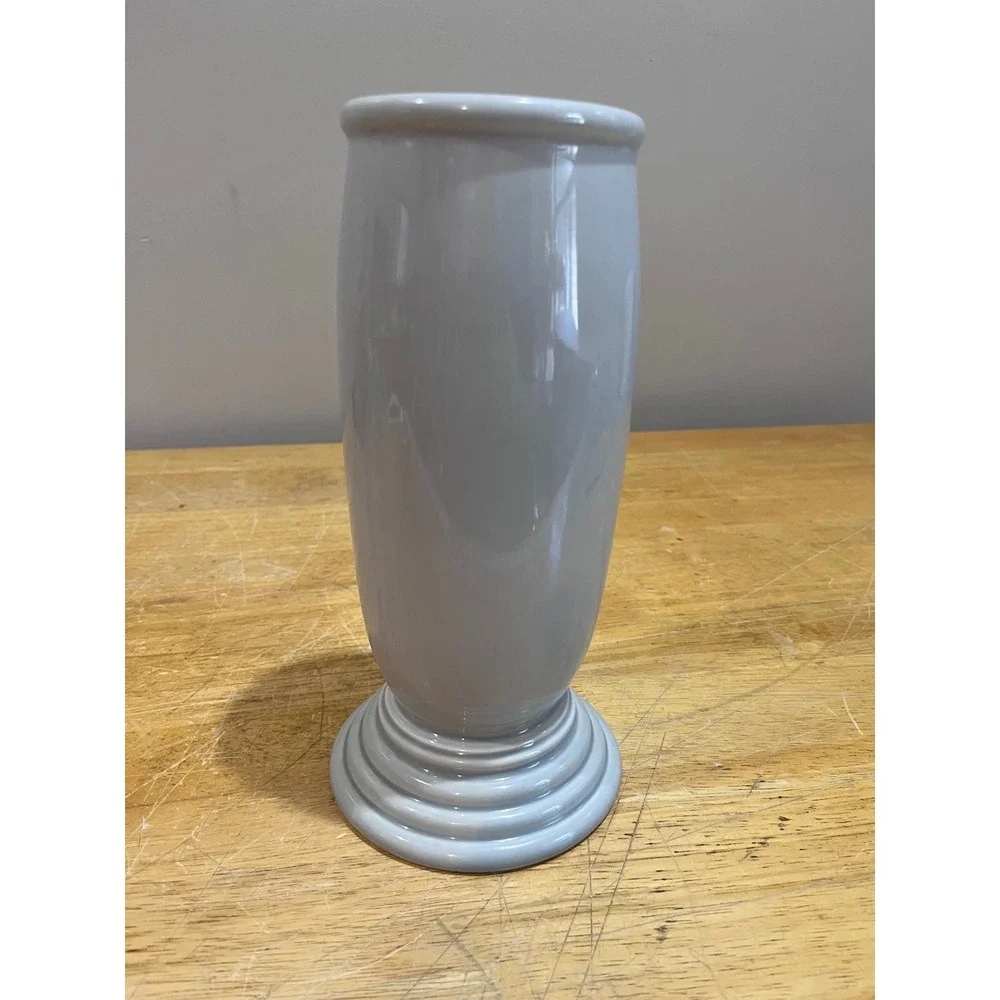 Fiesta Homer Laughlin Pearl Gray Pedestal Millennium III Vase Art Deco‎ Vtg HLC